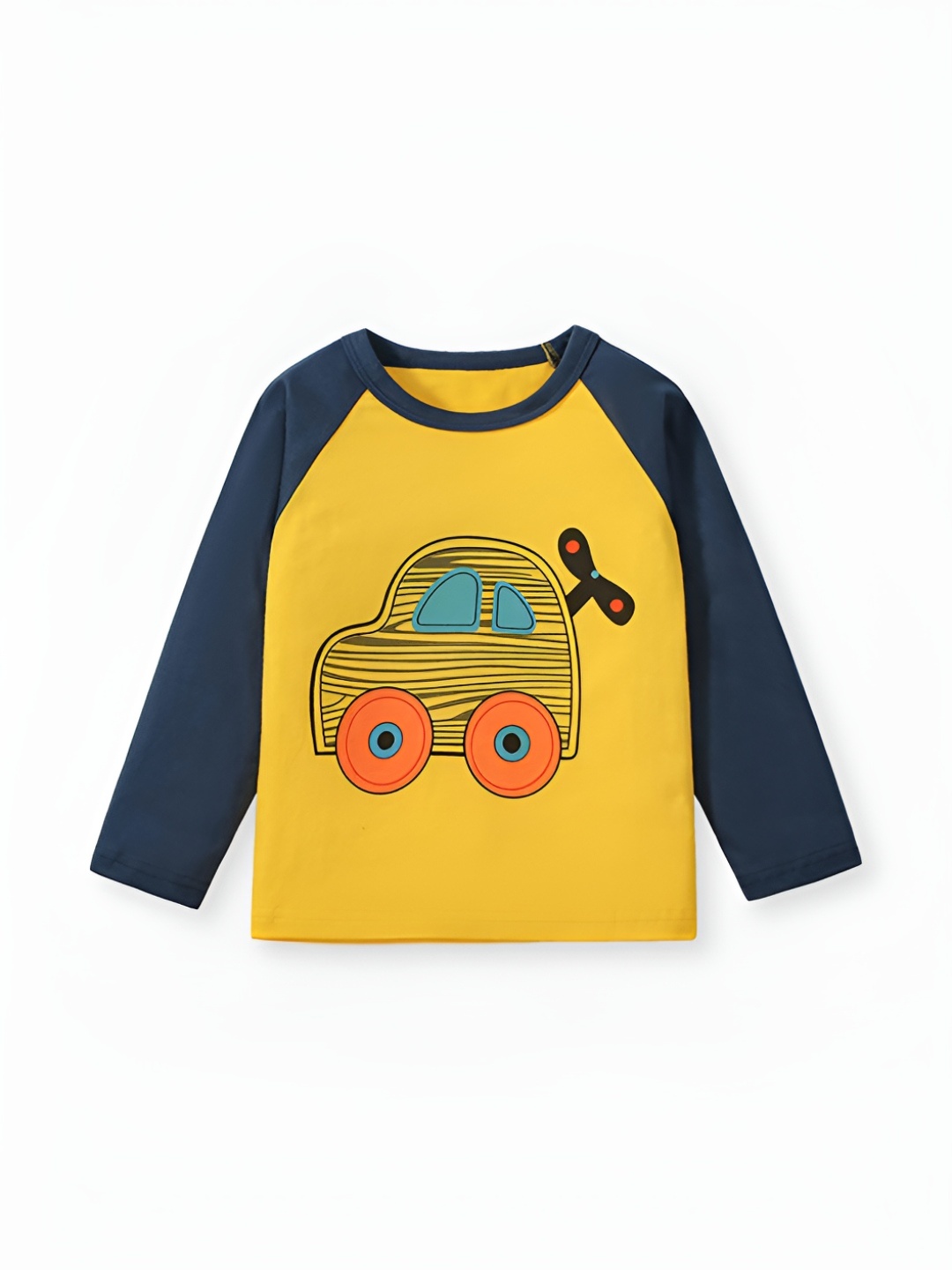 

LULU & SKY Boys Graphic Printed Round Neck Cotton T-shirt, Yellow