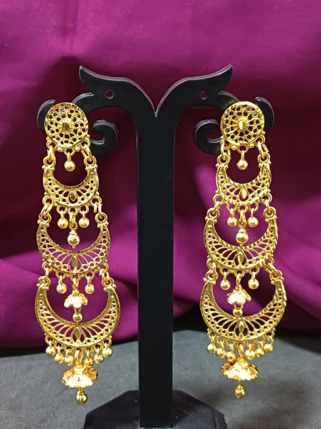 

Efulgenz Gold-Plated Contemporary Beaded Chandelier Jhumkas