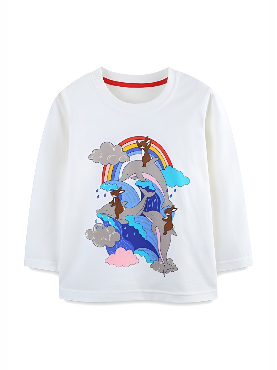 

LULU & SKY Boys Graphic Printed Round Neck Cotton T-shirt, White