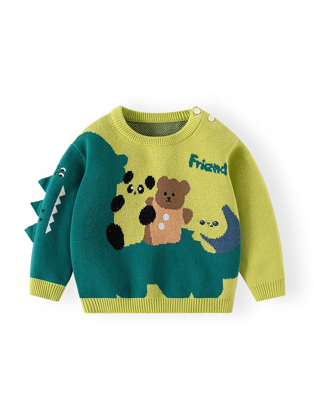 

LULU & SKY Boys Graphic Printed Cotton Pullover, Green
