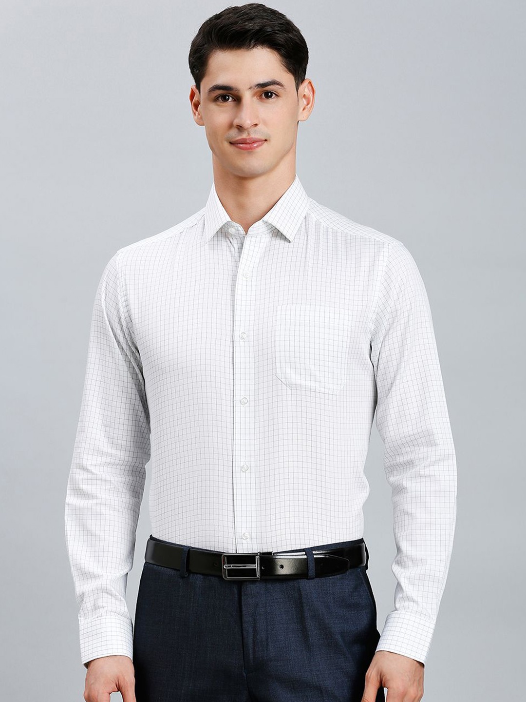 

Reid & Taylor Men Classic Opaque Checked Formal Shirt, White