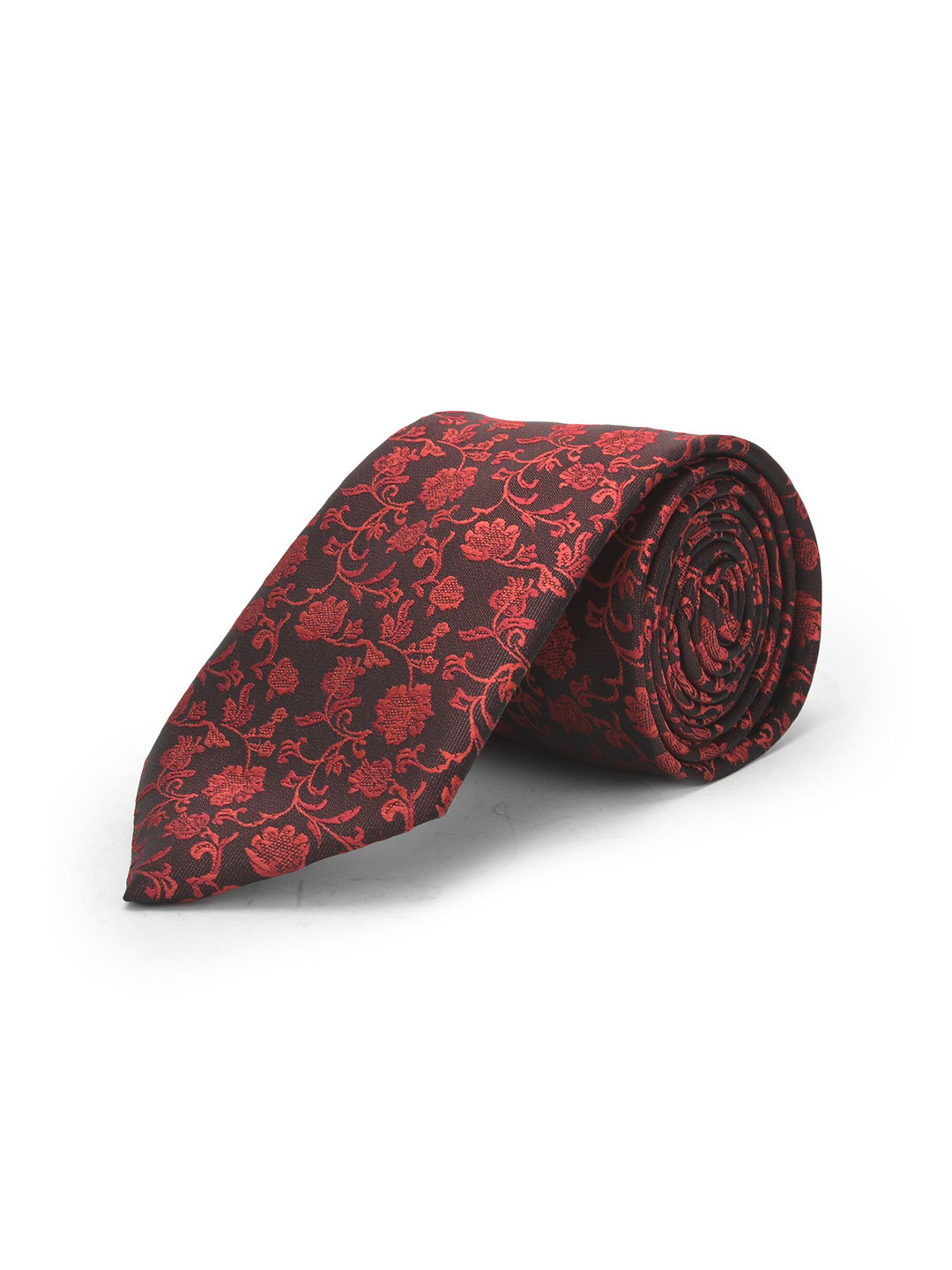 

Cazzano Men Woven Design Skinny Tie, Maroon