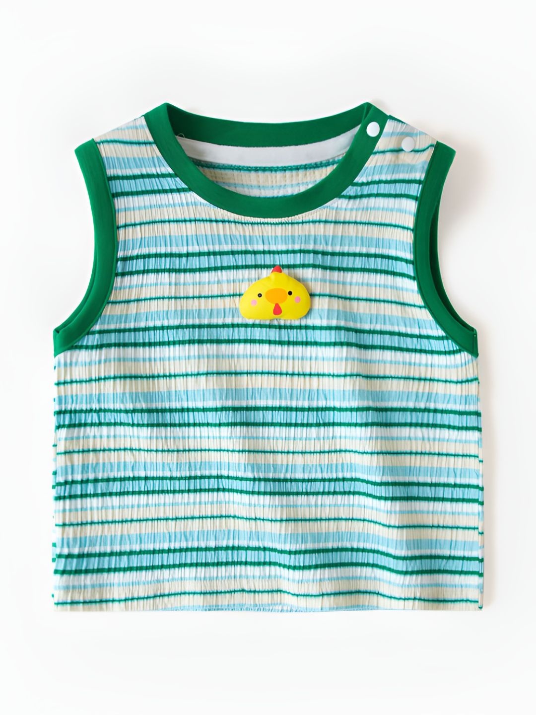 

LULU & SKY Boys Striped V-Neck Applique T-shirt, Green