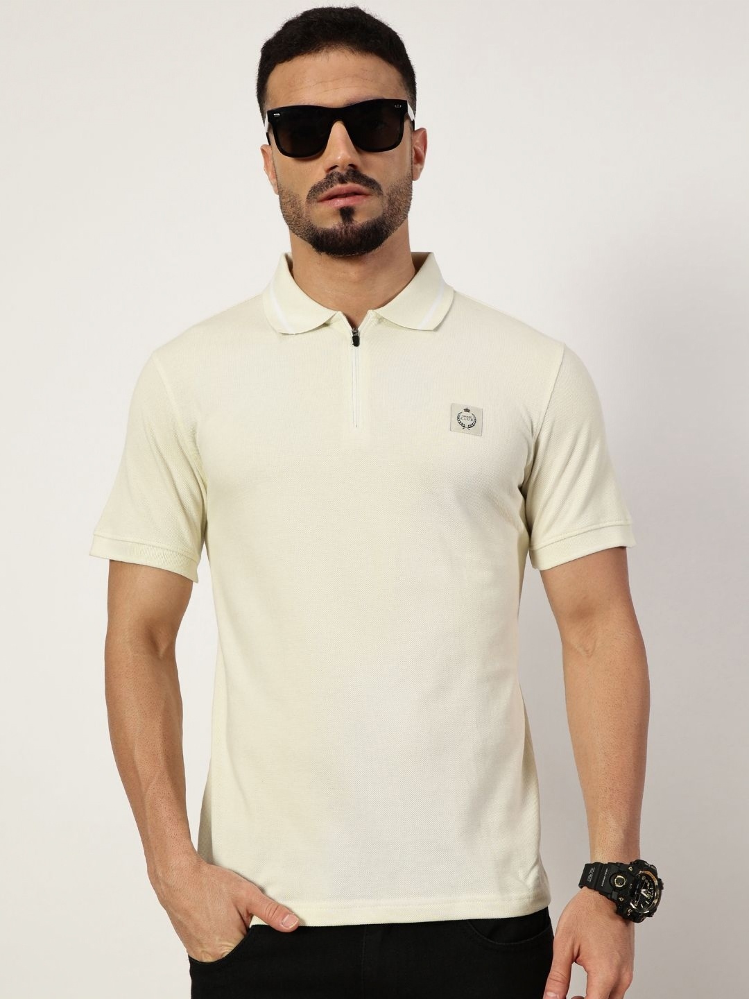 

Thomas Scott Men Polo Collar T-shirt, Cream
