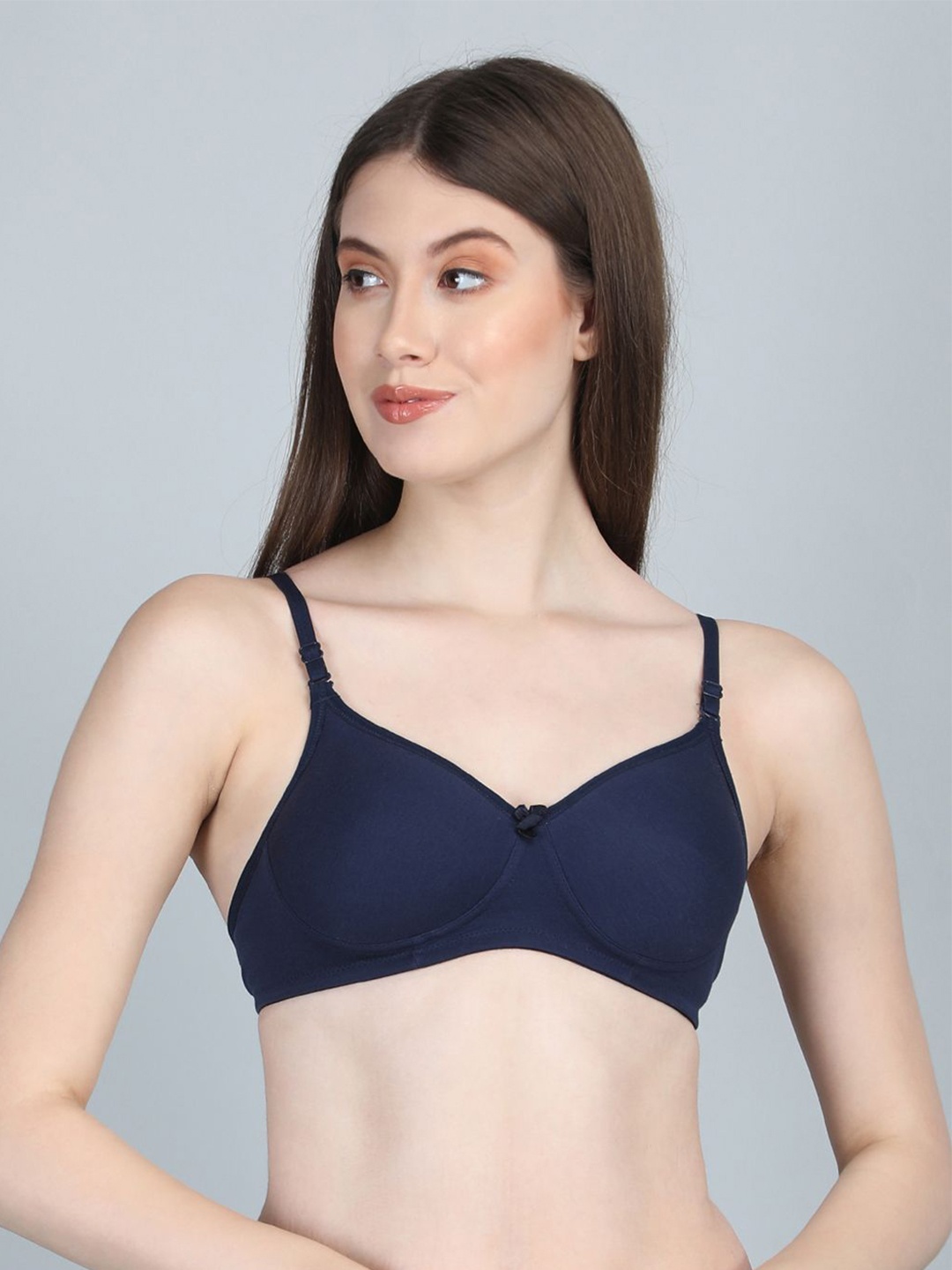 

FiveFlag Women Lightly Padded Full Coverage Seamless T-shirt Bra, Navy blue