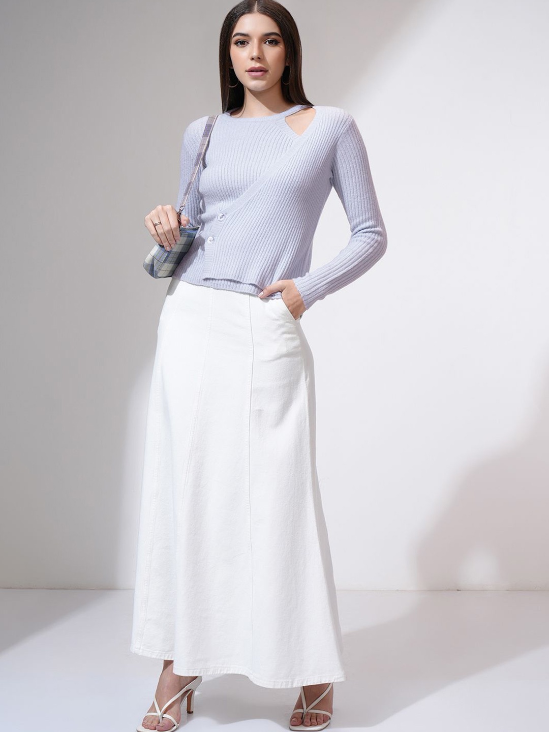 

Tokyo Talkies Women Cable Knit Slim Fit Pullover, Blue