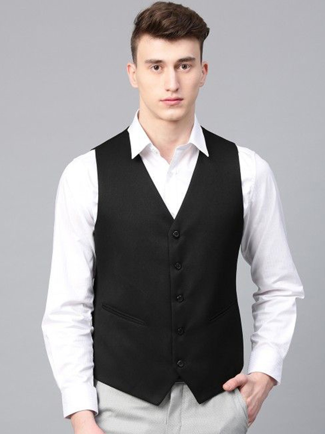 

Caracola Slim Fit Formal Waistcoat, Black