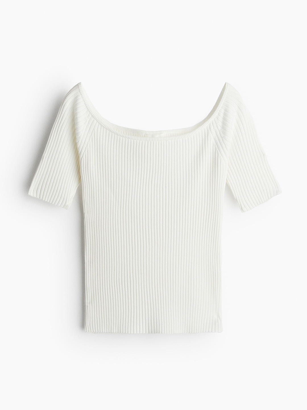 

H&M Rib-Knit Off-The-Shoulder Top, White
