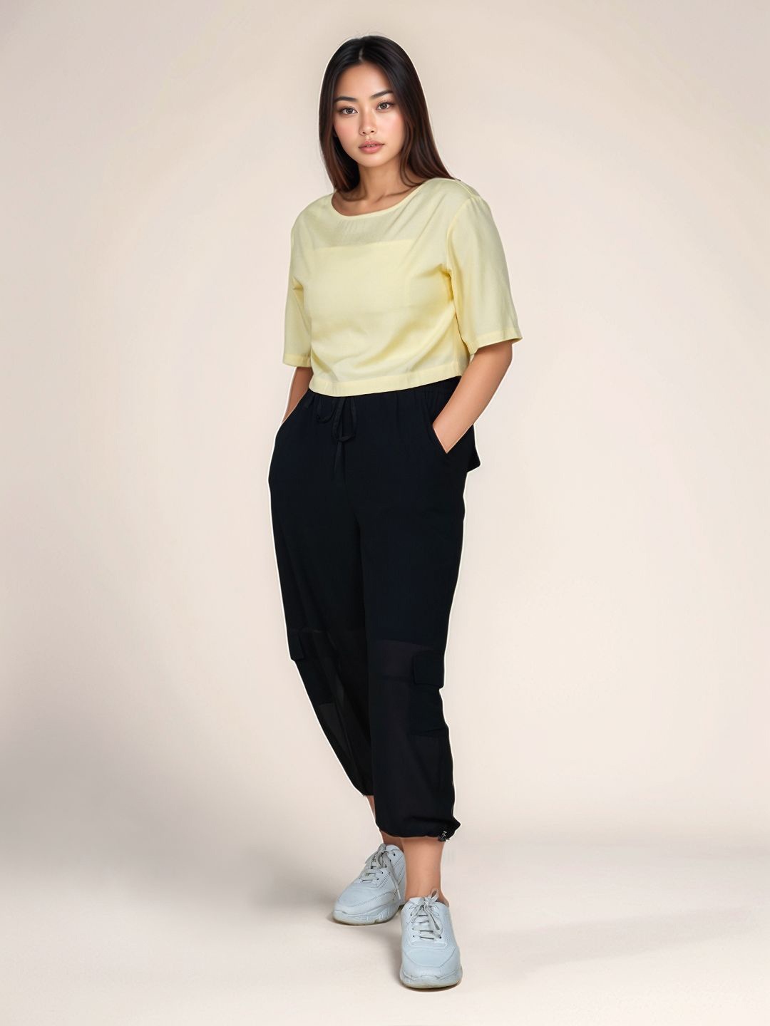 

Zink London Women Boxy Crop Top, Yellow