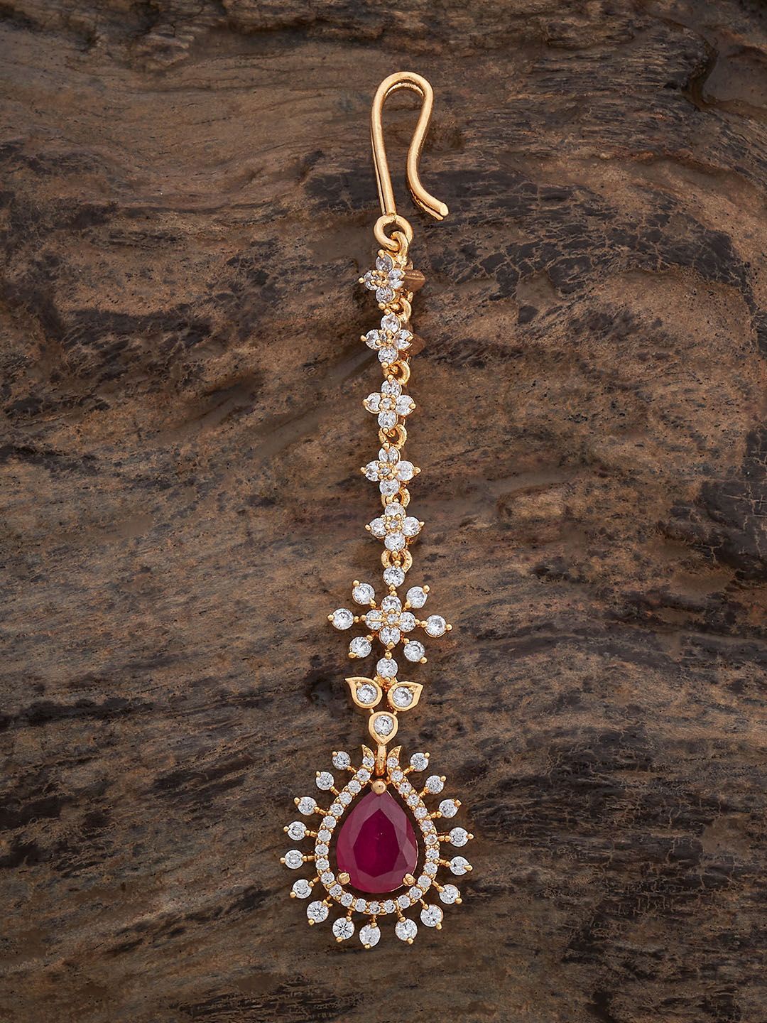 

Kushal's Fashion Jewellery Gold-Plated Zircon Maang Tikka Head Jewellery