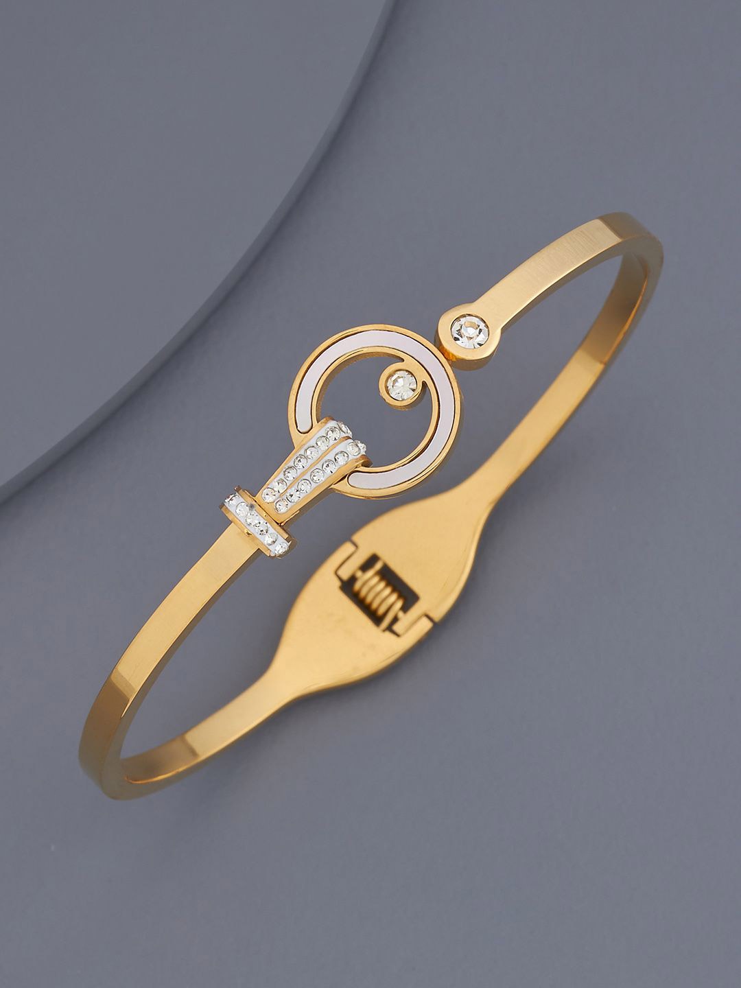 

Kushal's Fashion Jewellery Gold-Plated Stone-Studded Kada Bracelet