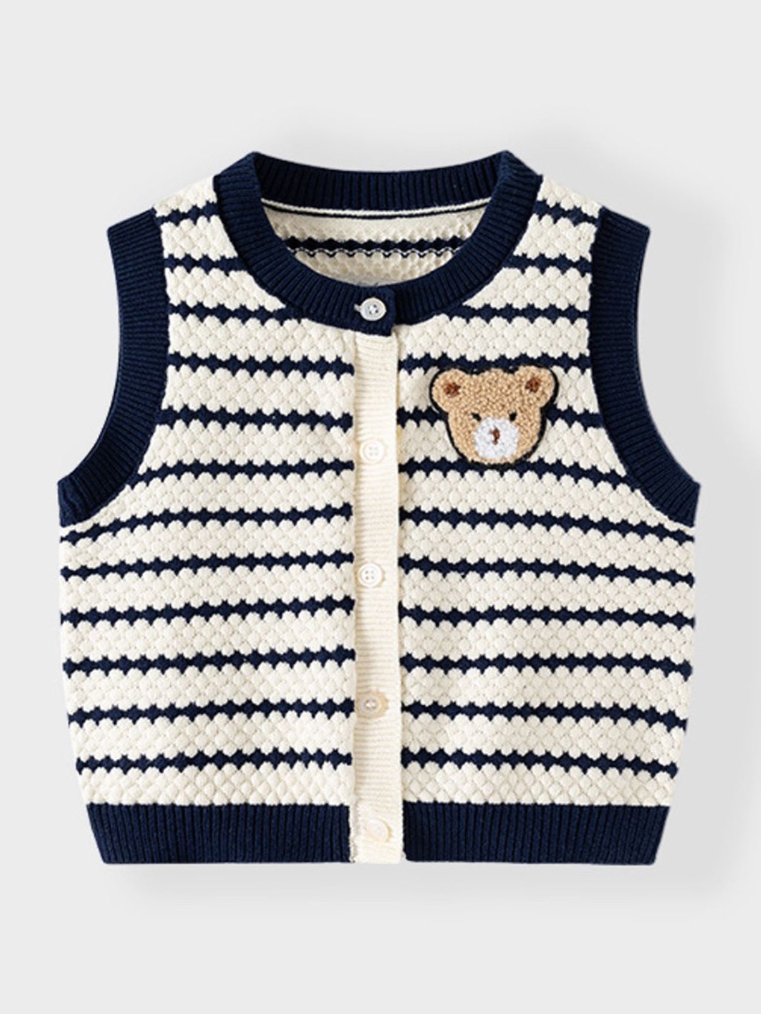 

LULU & SKY Boys Striped Sleeveless Pullover Sweater, Navy blue