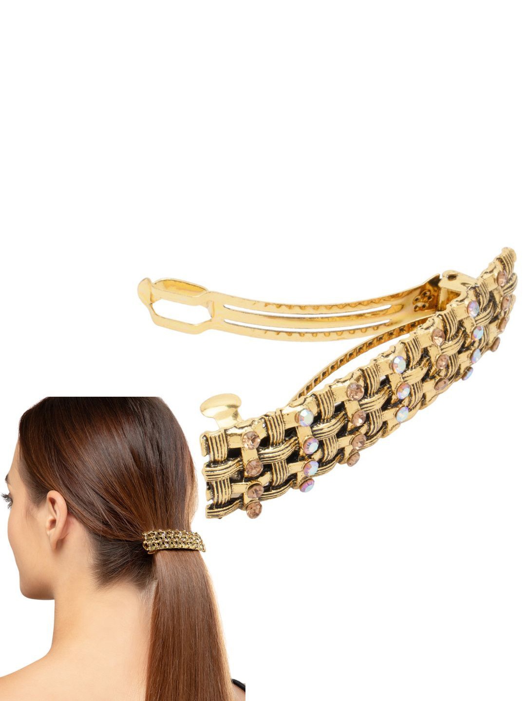 

Radhu & Kabby Women Embellished French Barrette, Gold