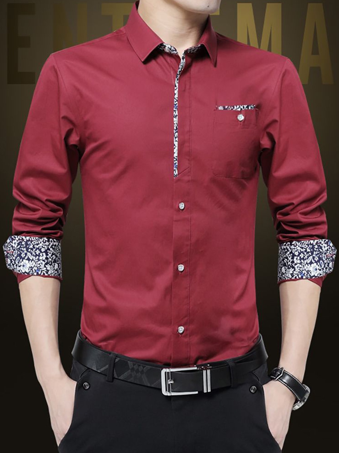 

StyleCast x Revolte Men Opaque Casual Shirt, Maroon