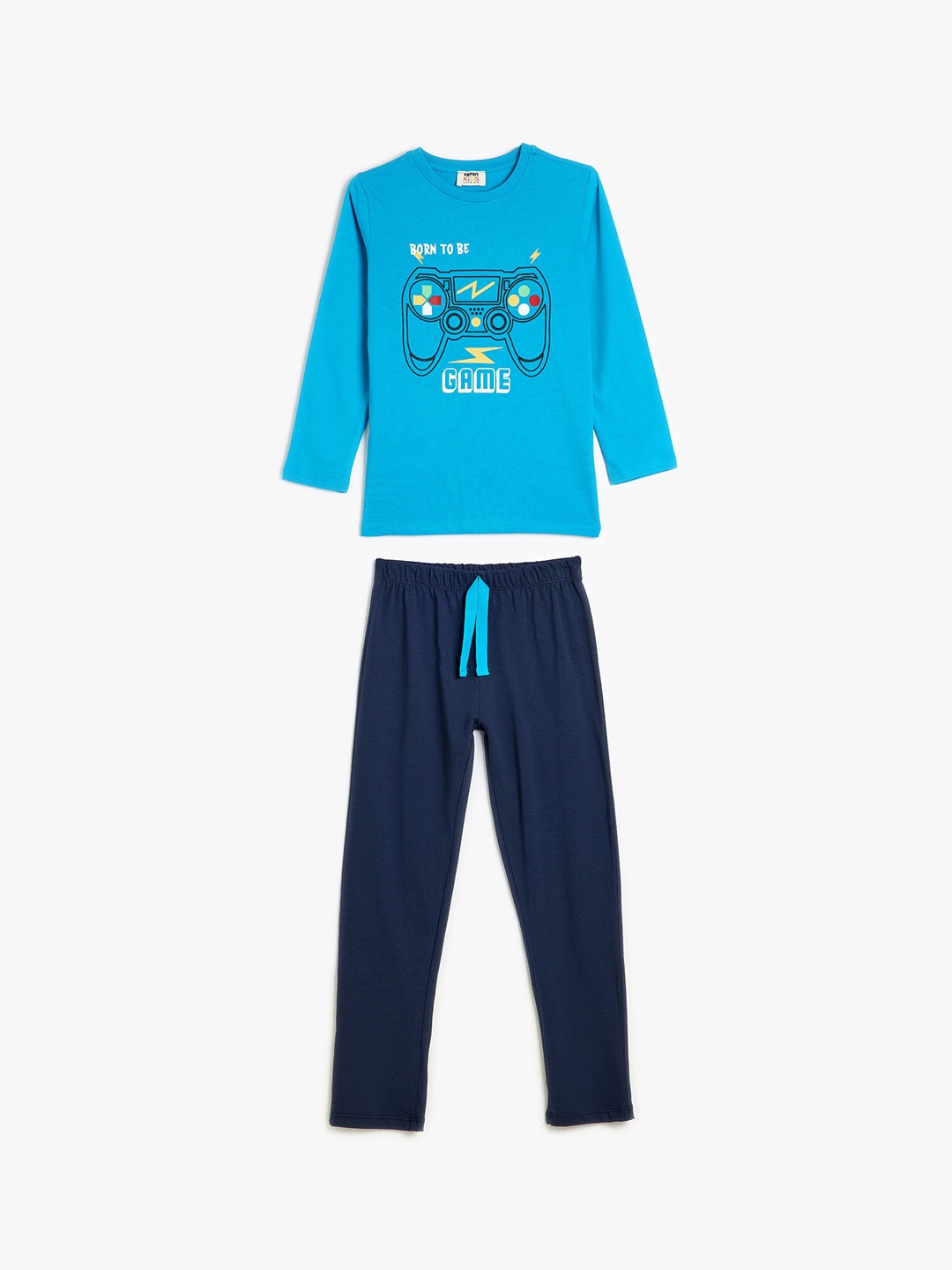 

Koton Boys Printed Pure Cotton Night suit, Blue