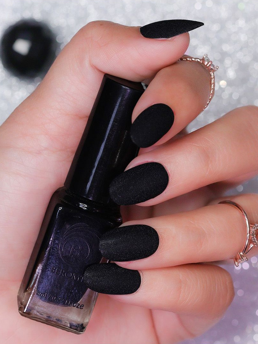 

BEROMT Matte Sugar Crush Quick Dry Nail Polish - 8 ml Shade - BNP635, Black