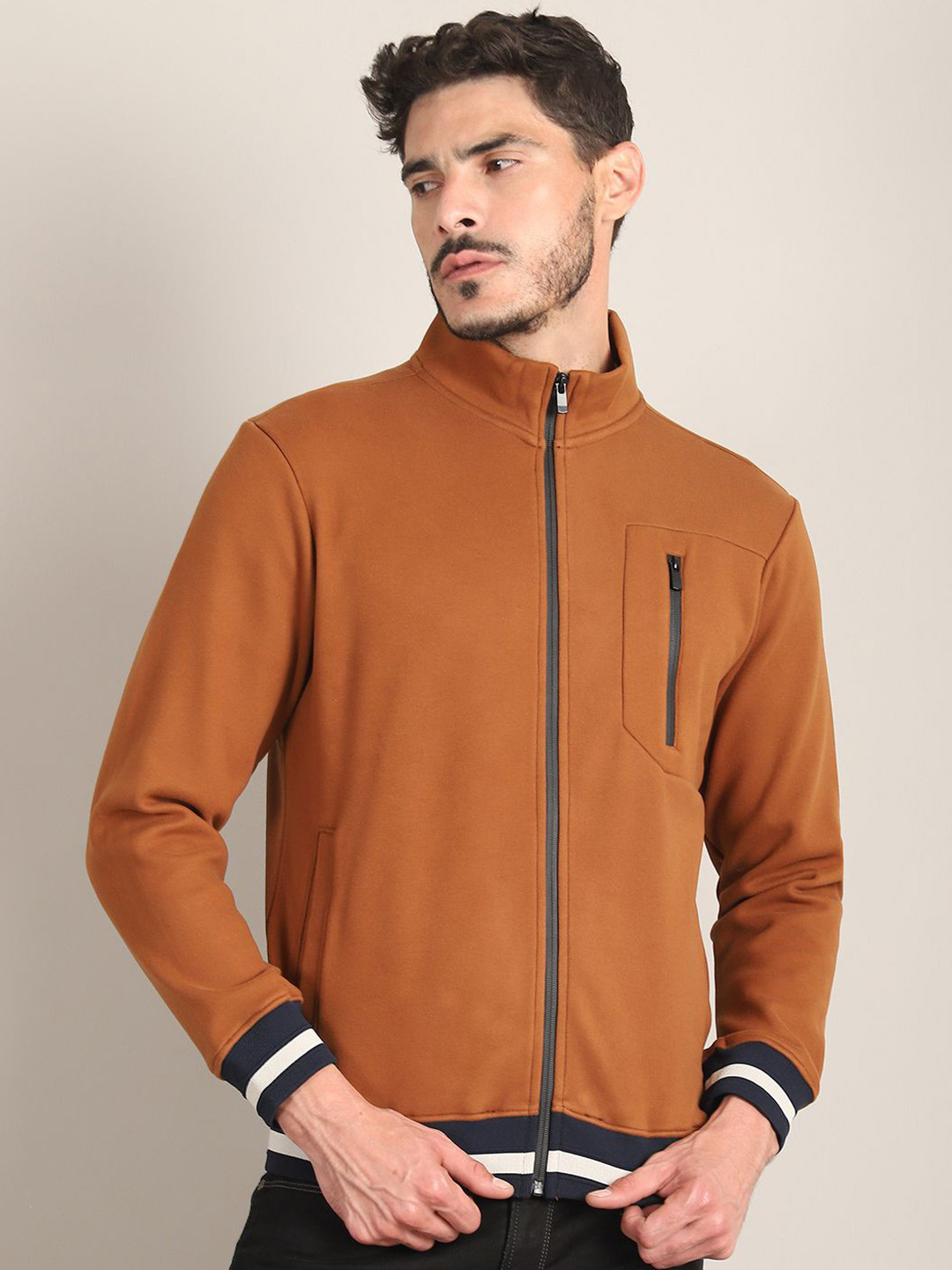 

CONFIDENCE Men Front-Open Sweatshirt, Rust