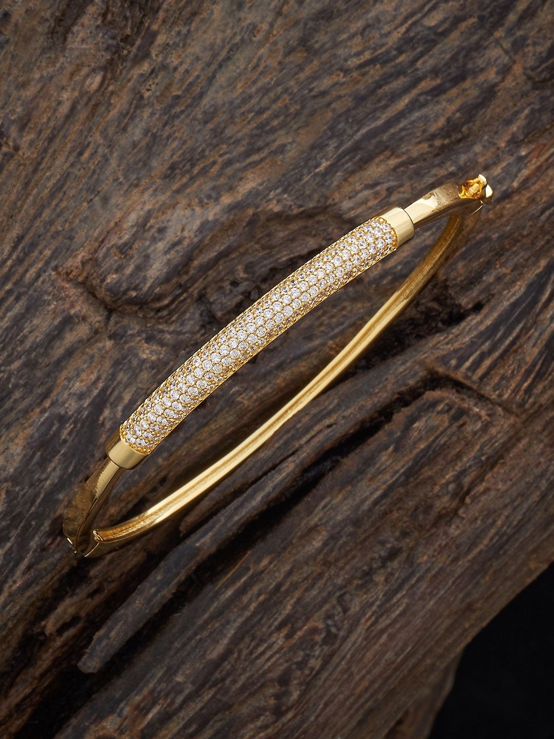 

Kushal's Fashion Jewellery Gold-Plated CZ-Studded Kada Bracelet