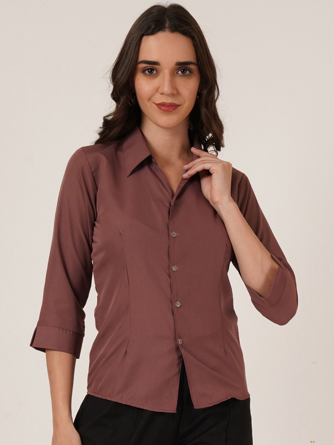 

Brownverse Women Contemporary Opaque Casual Shirt, Lavender