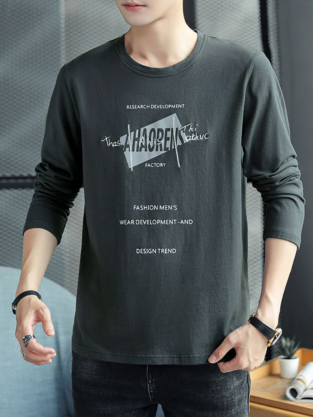 

StyleCast x Revolte Men Typography Printed Round Neck Cotton T-shirt, Grey