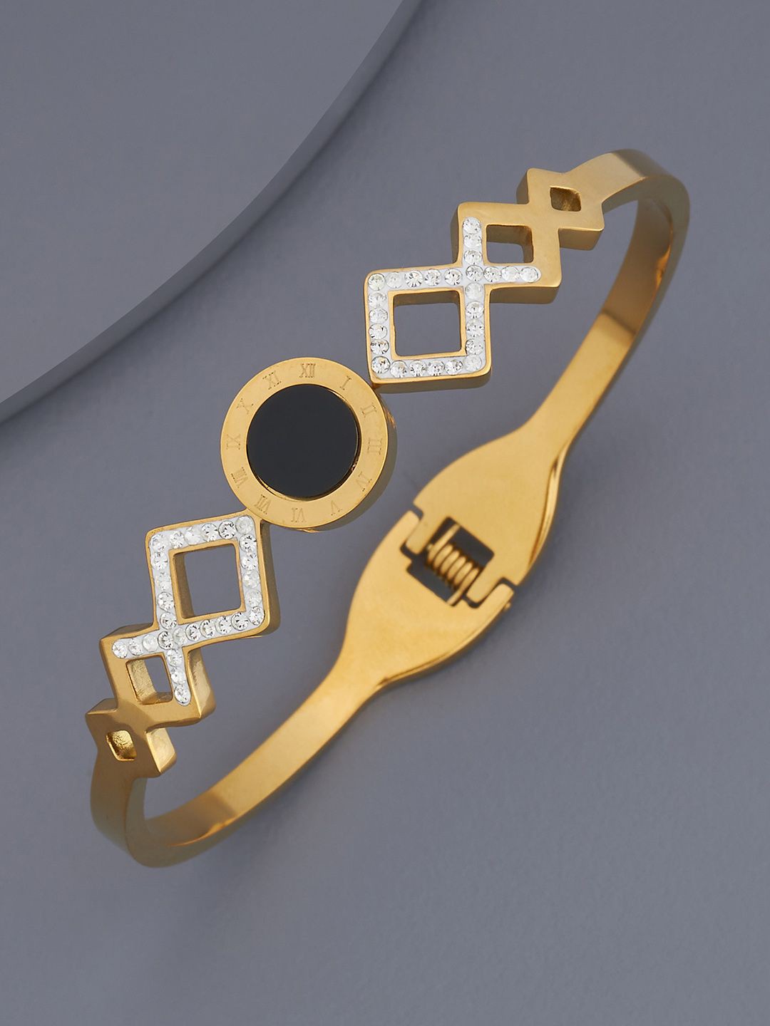 

Kushal's Fashion Jewellery Gold-Plated Stone Studded Kada Bracelet