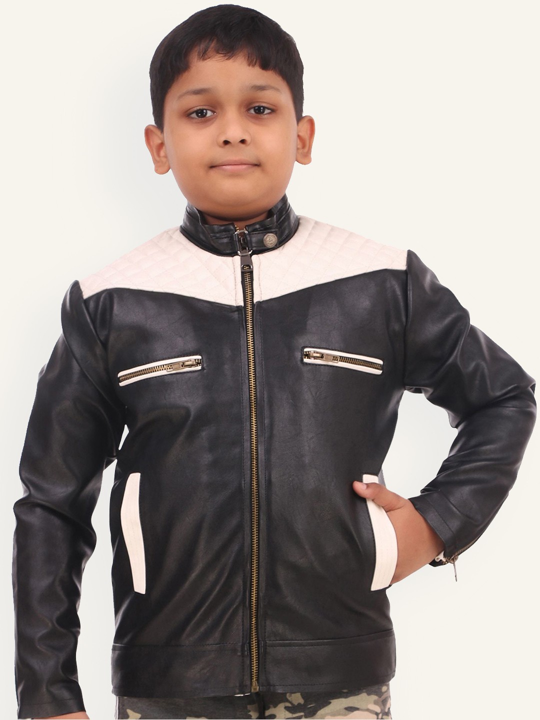 

Leather Retail Boys Biker Jacket, Black