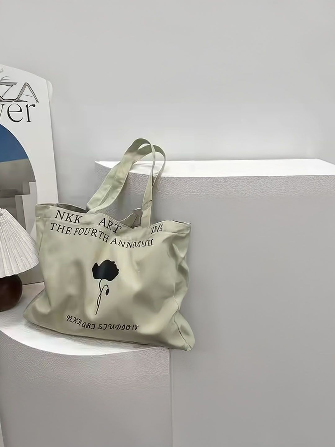 

StyleCast Olive Green & Black Floral Printed Shopper Tote Bag