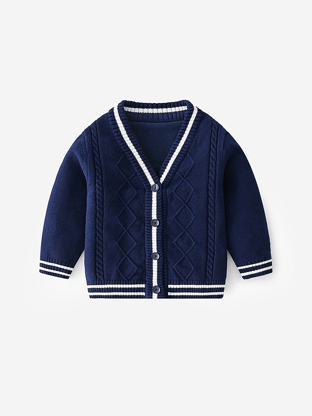 

LULU & SKY Kids Cable-knit Cardigan, Navy blue