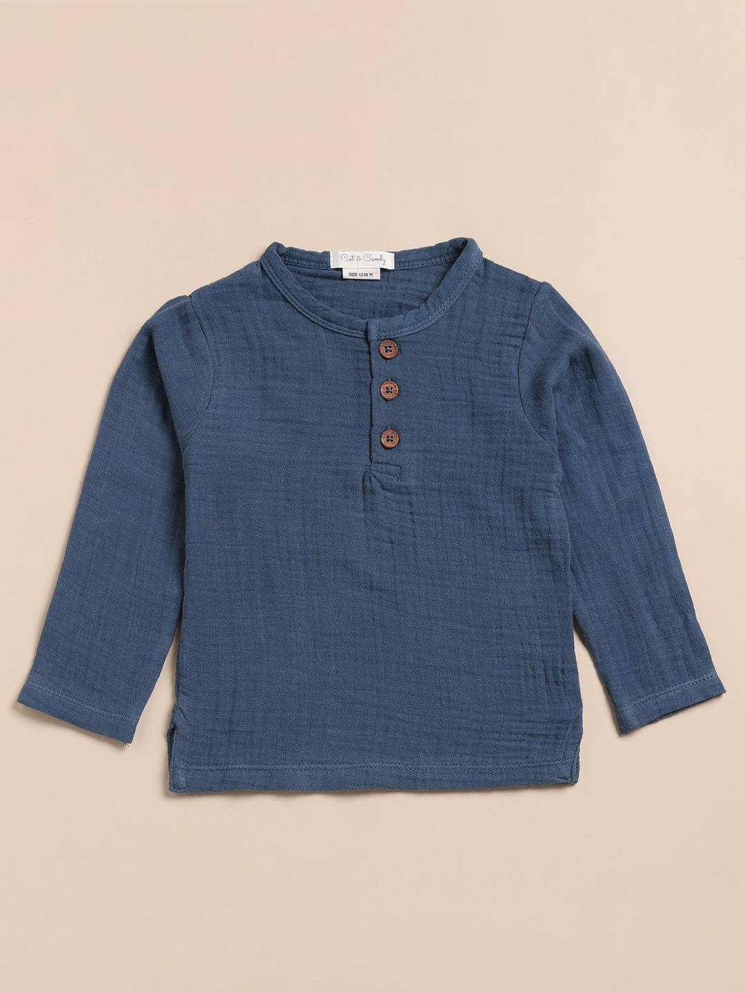 

COT & CANDY Kids Henley Neck T-shirt with Joggers, Navy blue