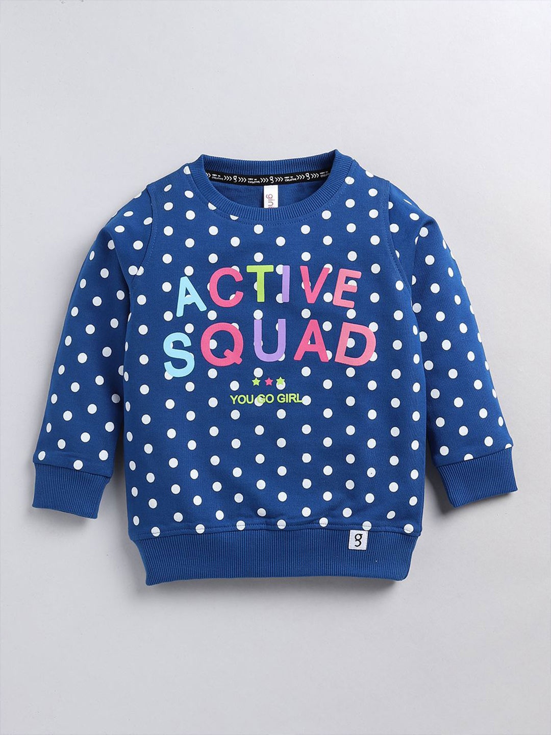 

Ginie Girls Cotton Printed Pullover Sweatshirt, Navy blue