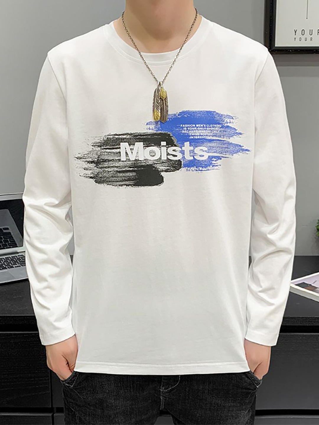 

StyleCast x Revolte Men Graphic Printed Round Neck Cotton T-shirt, White
