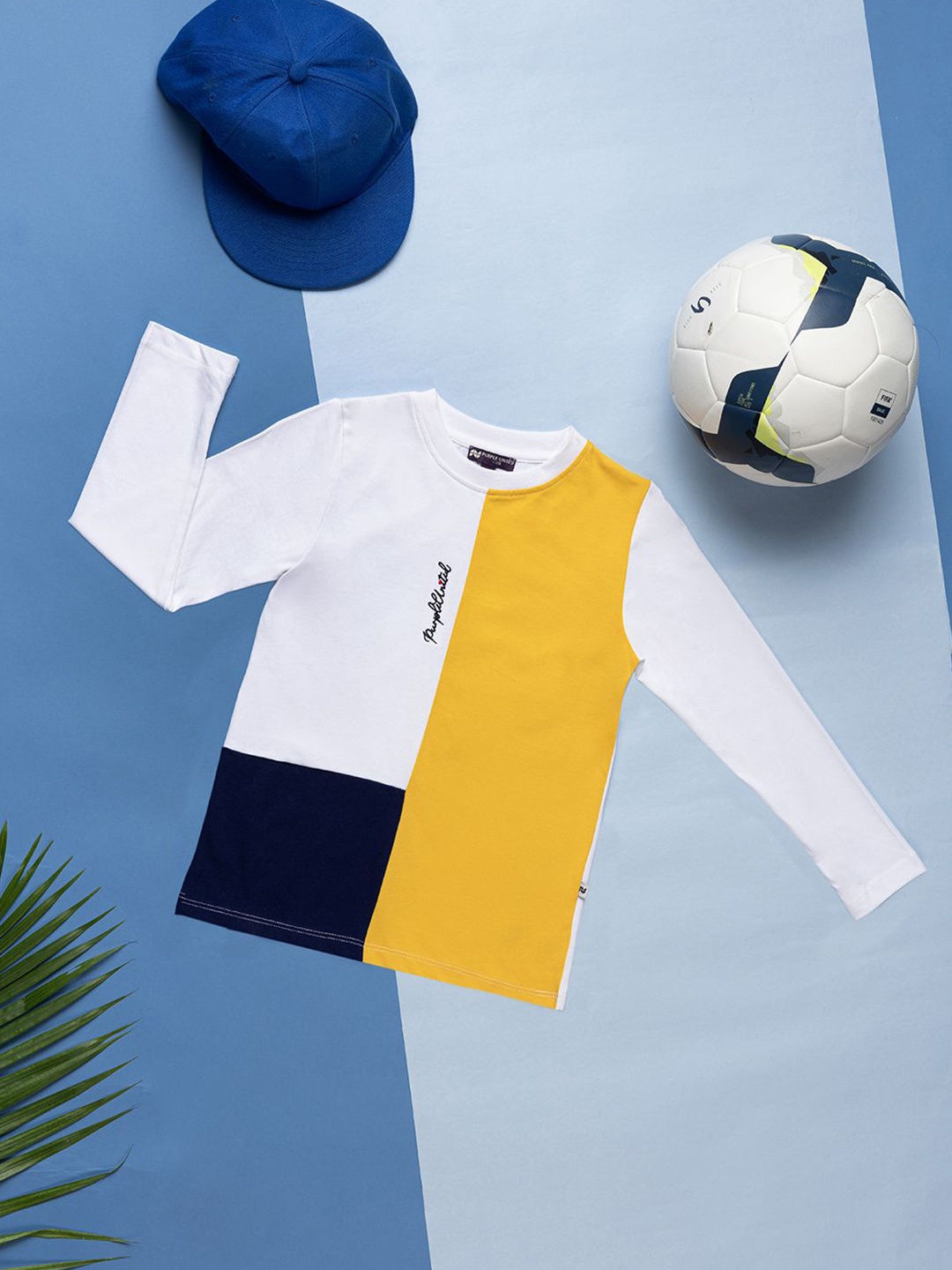 

Purple United Kids Boys Colourblocked Round Neck Round Neck Cotton T-shirt, Yellow