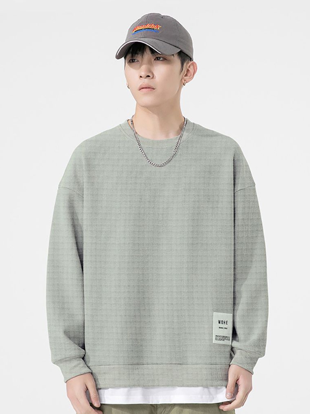 

StyleCast x Revolte Men Round Neck Cotton Sweatshirt, Grey