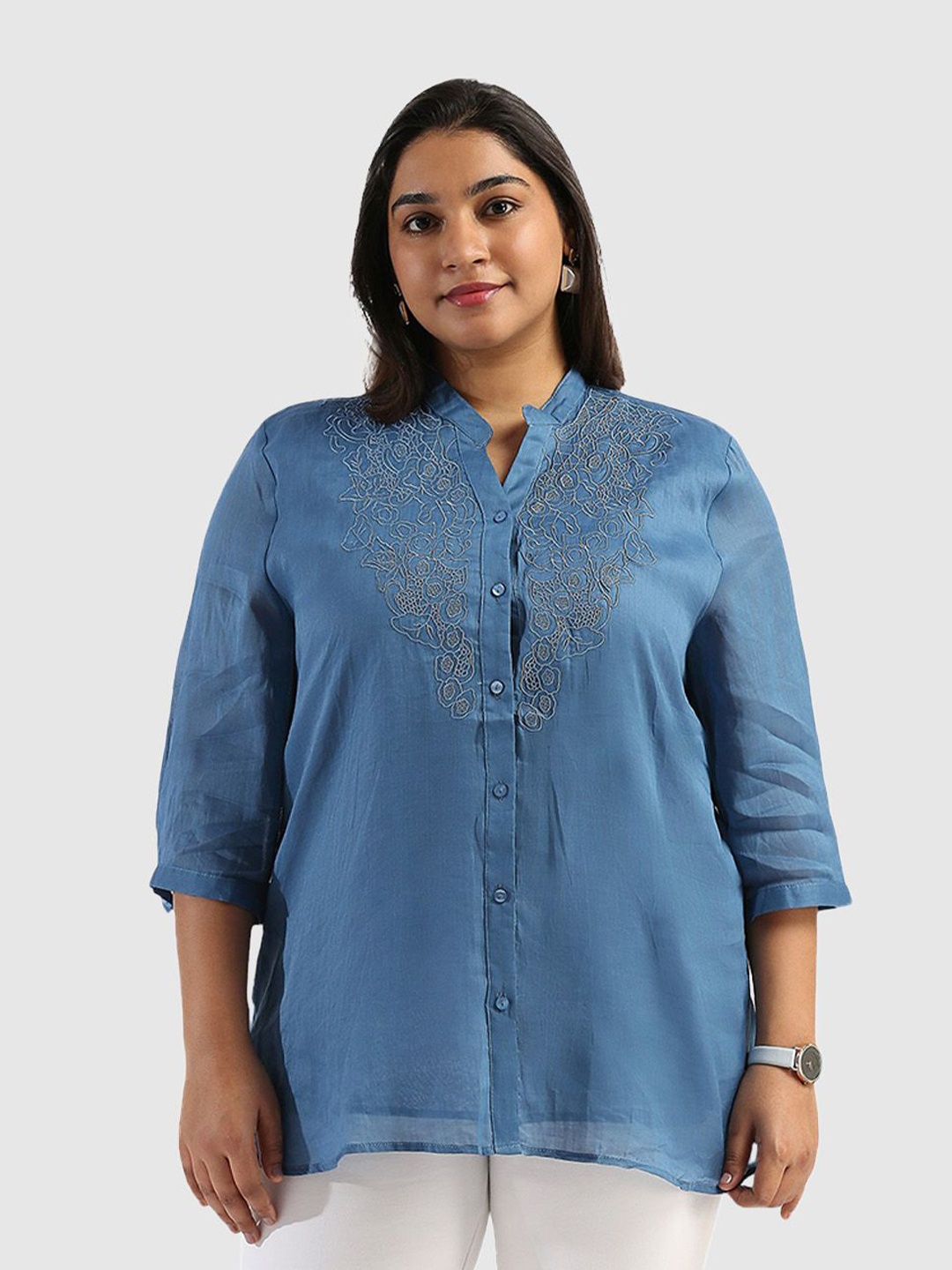 

Presence Women Straight Opaque Casual Shirt, Blue