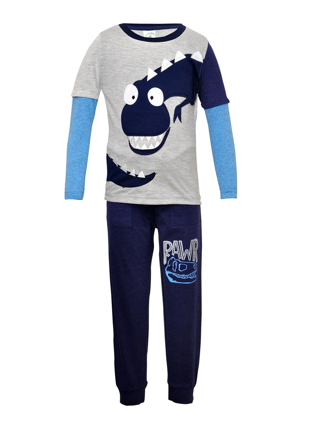 

BAESD Boys Round Neck Printed T-Shirt With Joggers, Grey