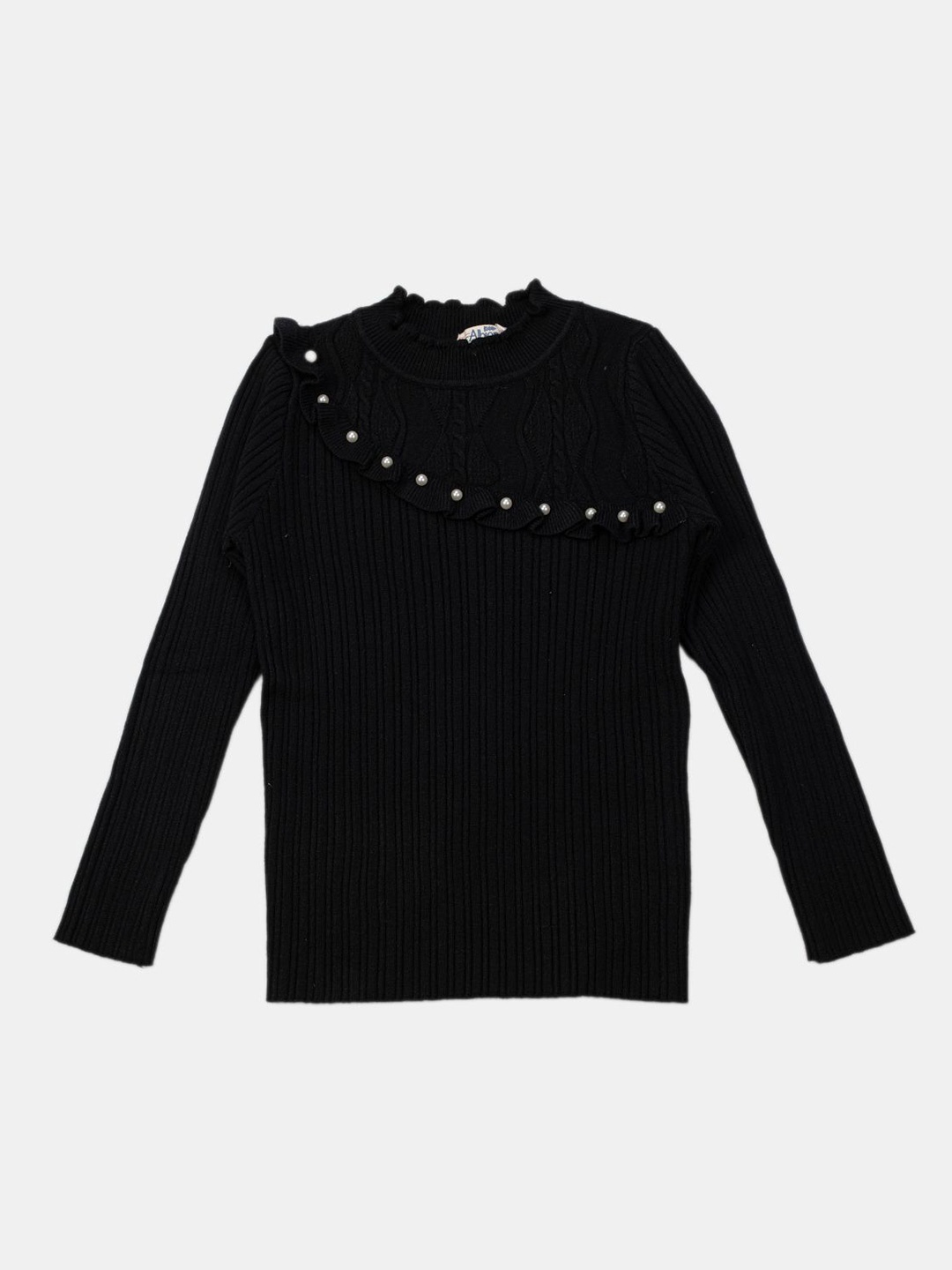 

Albion By CnM Girls Round Neck Woollen Pullover Sweaters, Black