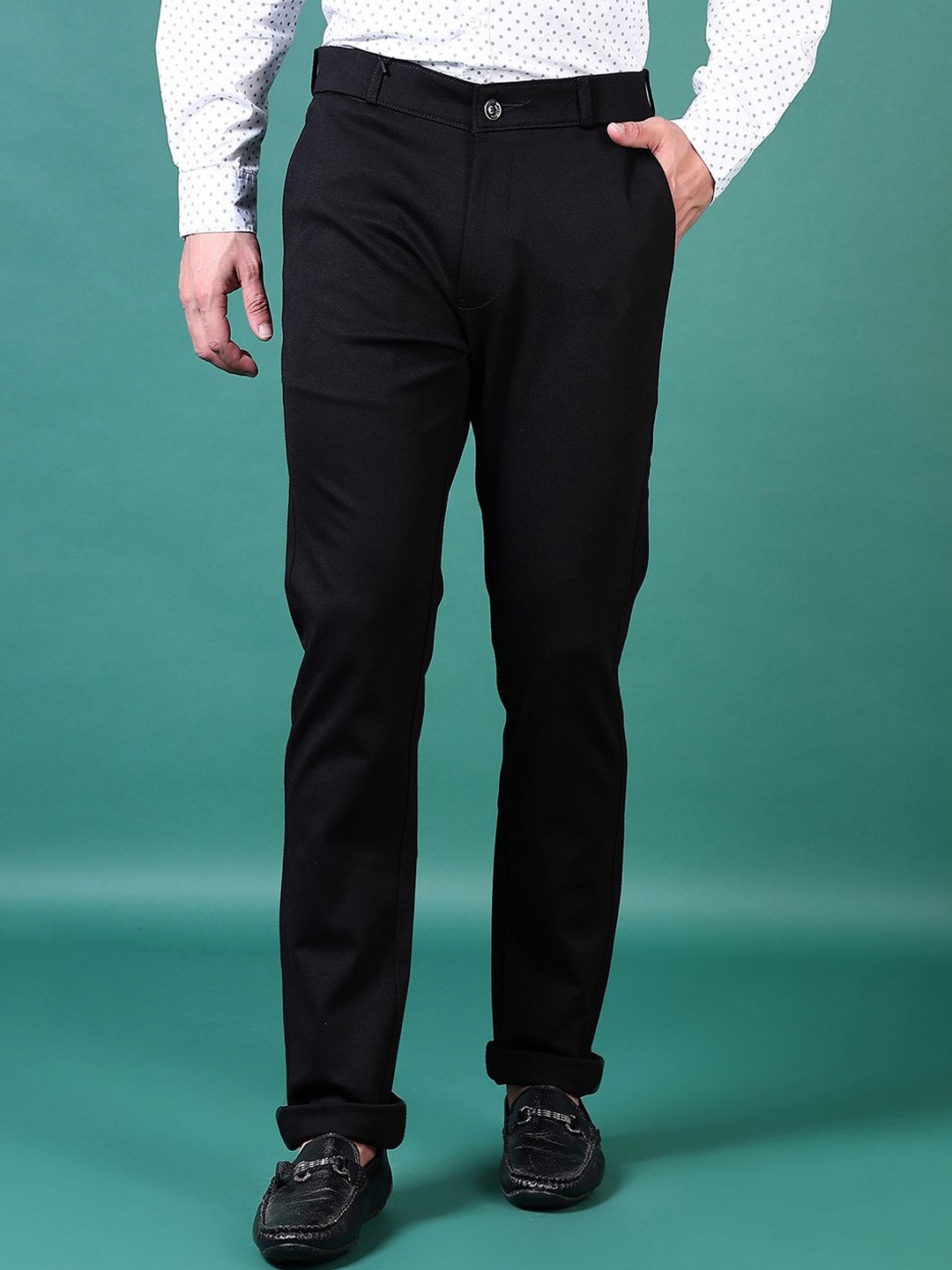 

V-Mart Men Cotton Chinos Regular Fit Trousers, Black