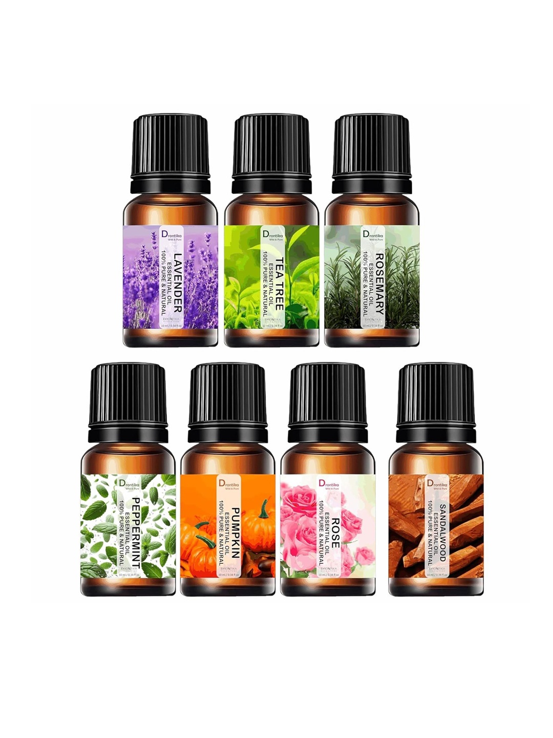 

DRONTIKA Set Of 7 Pure & Natural Essential Massage Oil -10 ml Each, White