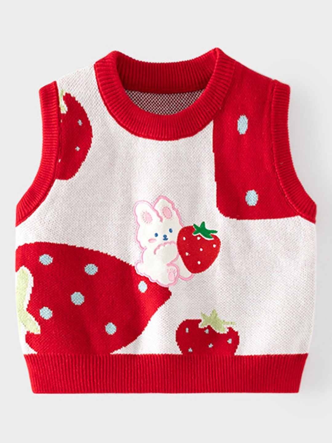 

LULU & SKY Girls Cotton Round Neck Sleeveless Sweater Vest, Red