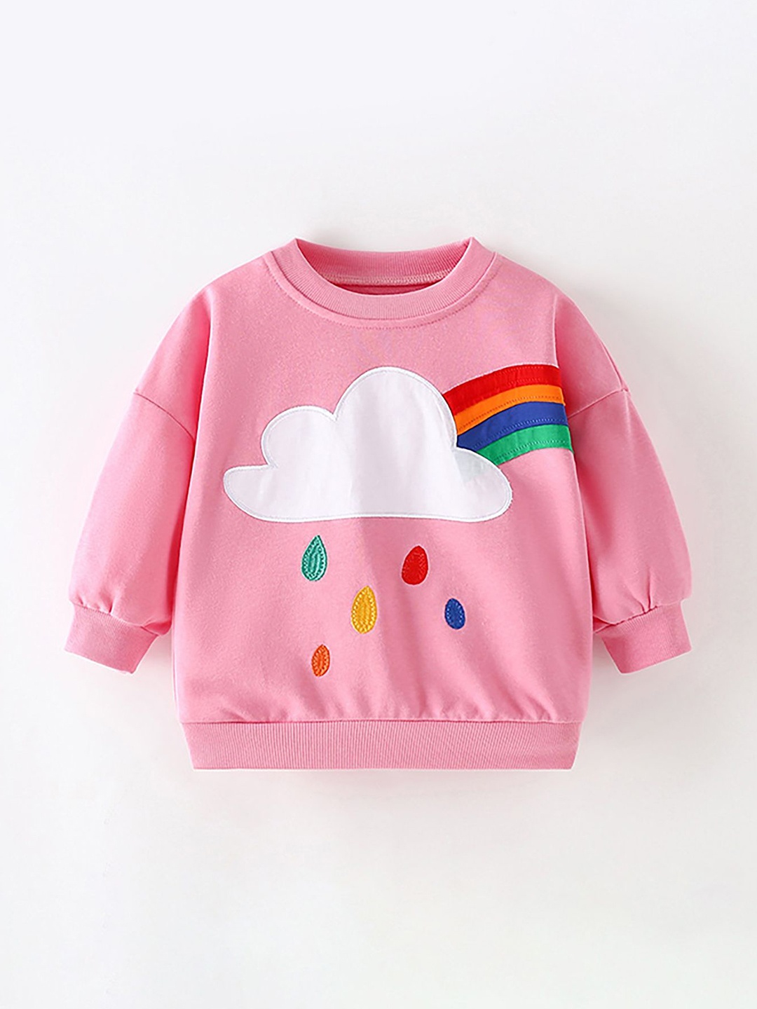 

LULU & SKY Girls Rainbow Printed Cotton Sweatshirt, Pink