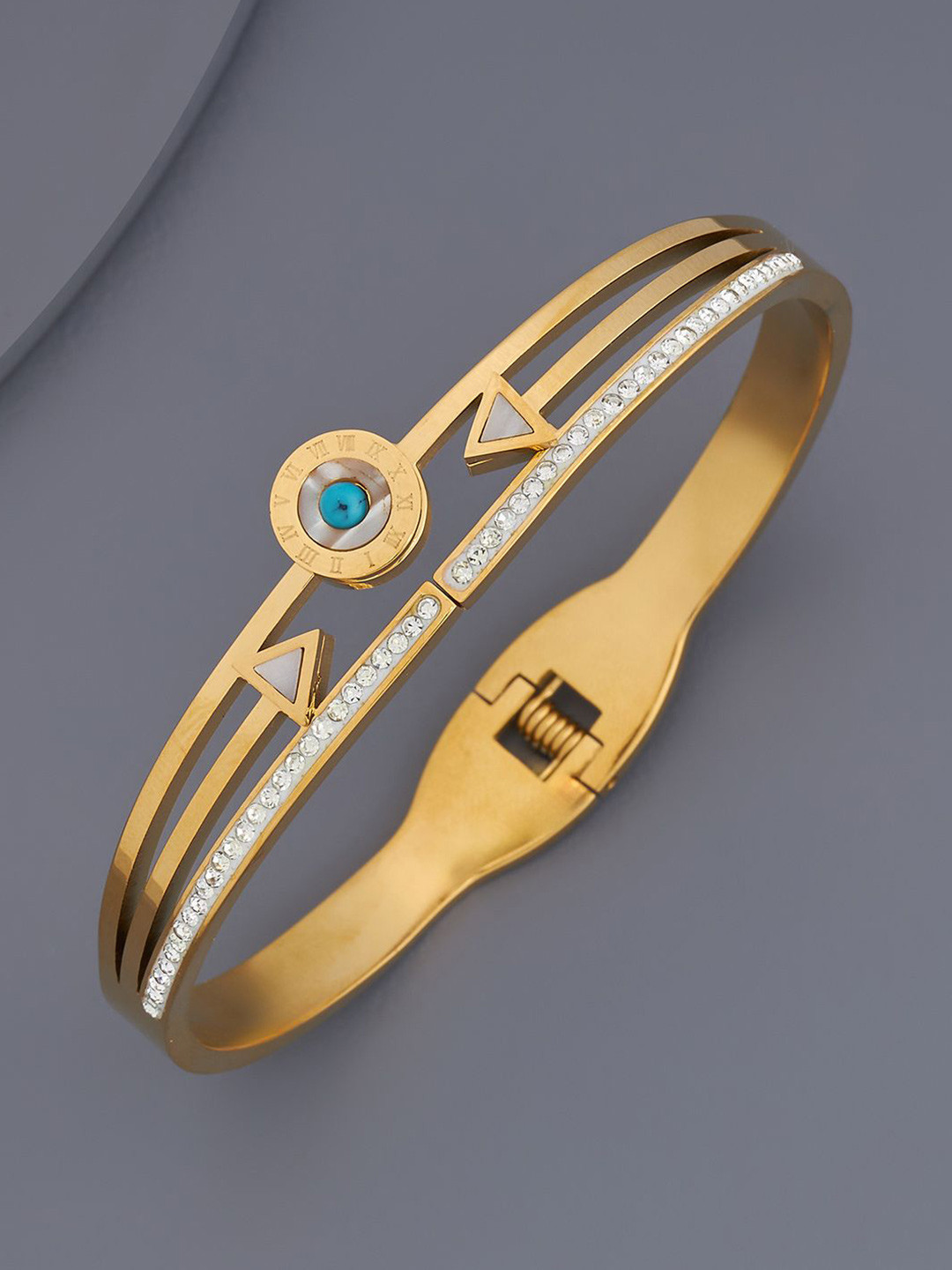 

Kushal's Fashion Jewellery Gold-Plated Stone Studded Bangle-Style Bracelet