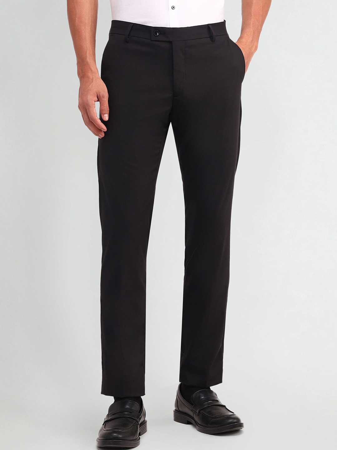 

Arrow Men Smart Mid-Rise Slim Fit Formal Trousers, Black