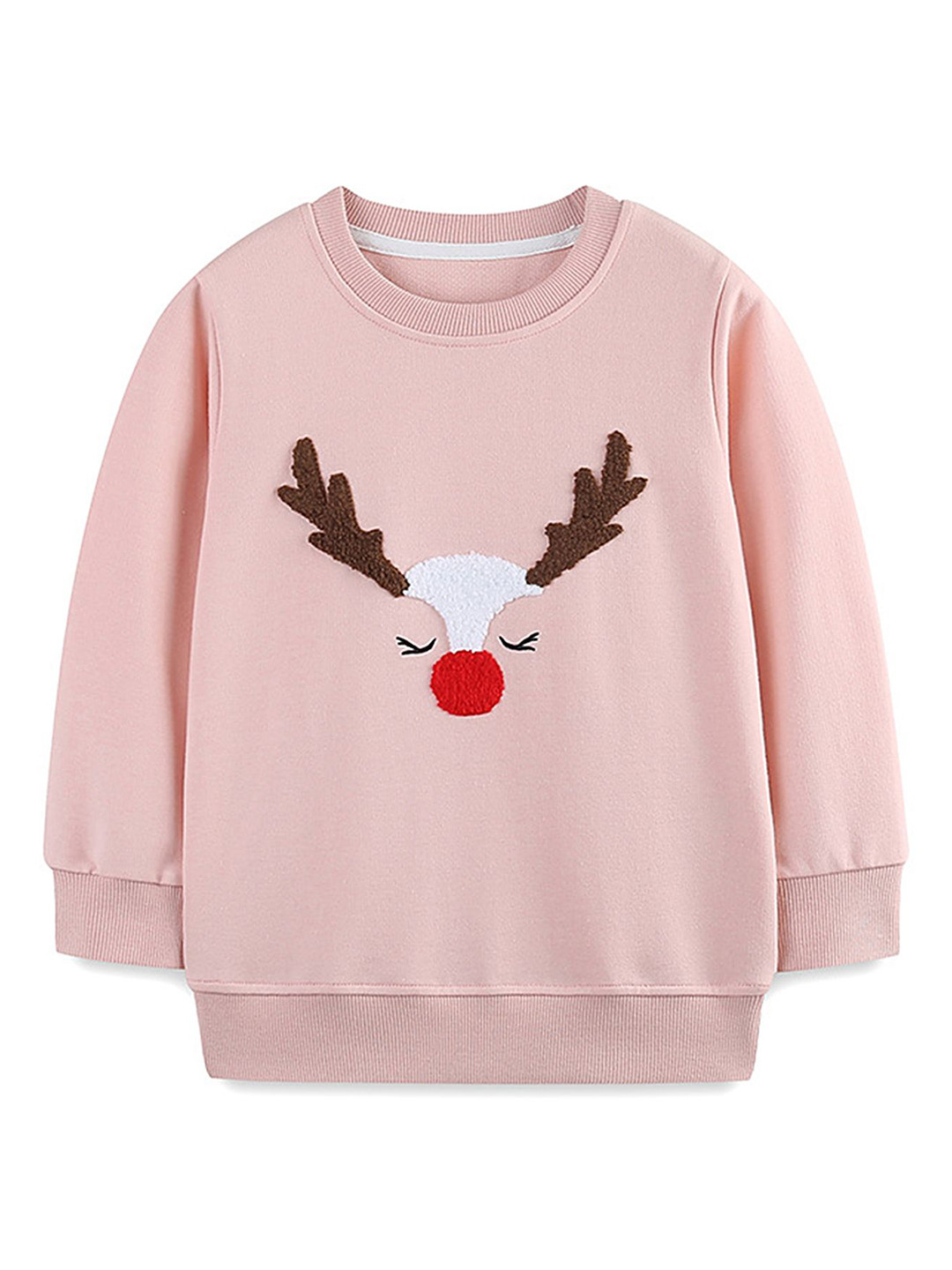 

LULU & SKY Girls Cotton Round Neck Long Sleeves Sweatshirt, Pink