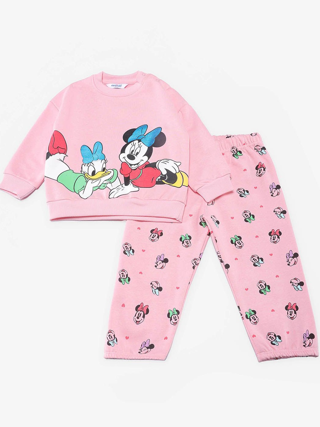 

Nautinati Mickey Mouse Print Combo Set of Sweatshirt-Joggers for Baby Boys and Baby Girls, Pink