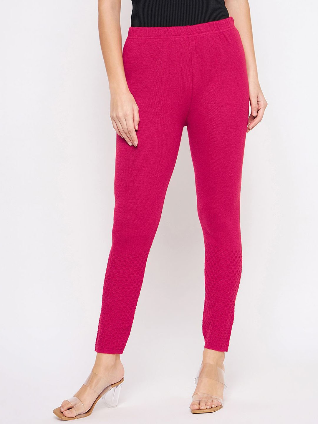 

Castle Lifestyle Women Mid Rise Winter Ankle Length Leggings, Pink