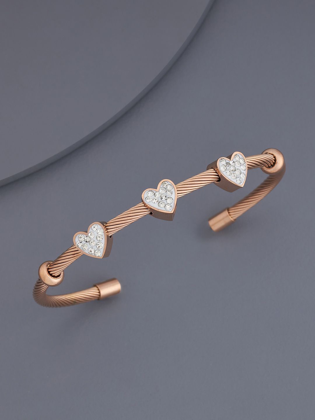 

Kushal's Fashion Jewellery Rose Gold-Plated Stone Studded Kada Bracelet