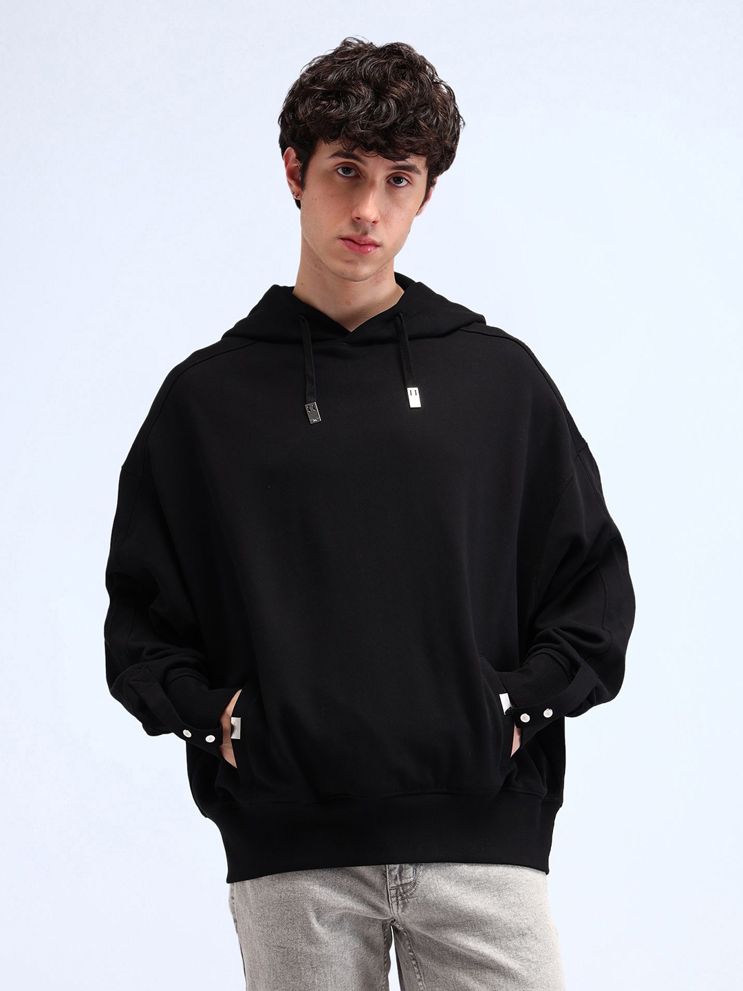 

Flying Machine Men Hooded Neck Cotton Pullover Sweatshirt, Black