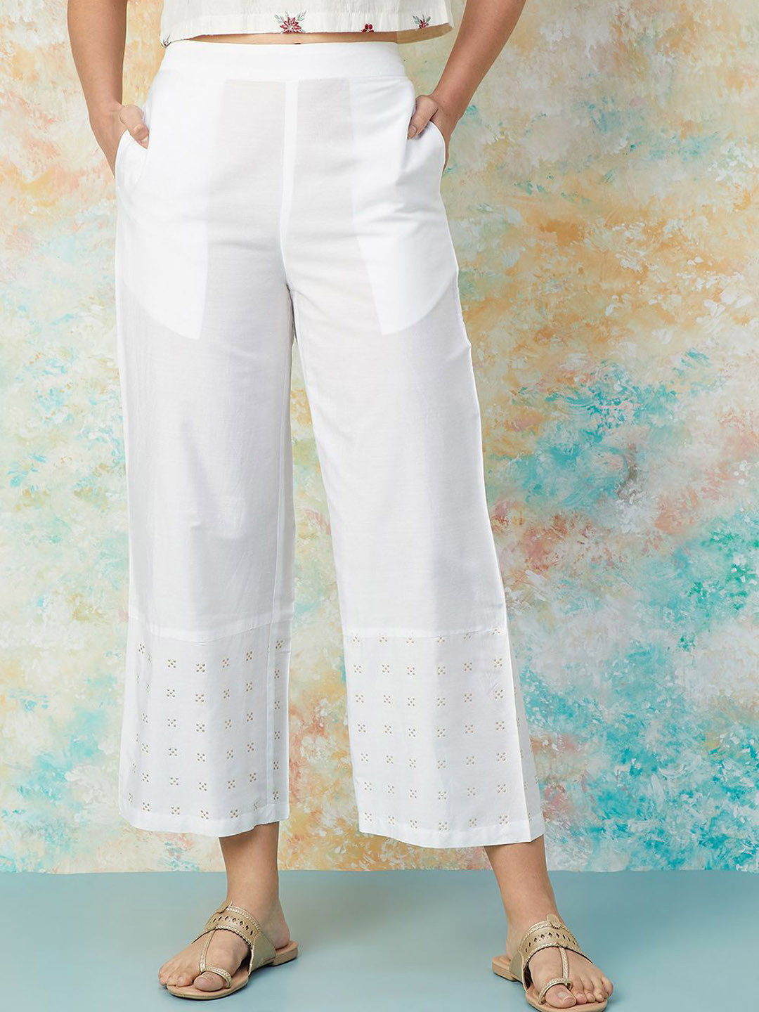 

Melange by Lifestyle Women Mid-Rise Regular Fit Parallel Trouser, White
