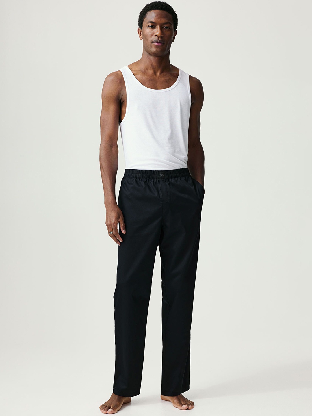 

H&M Pure Cotton Vest Top & Bottoms Night Suit, Black