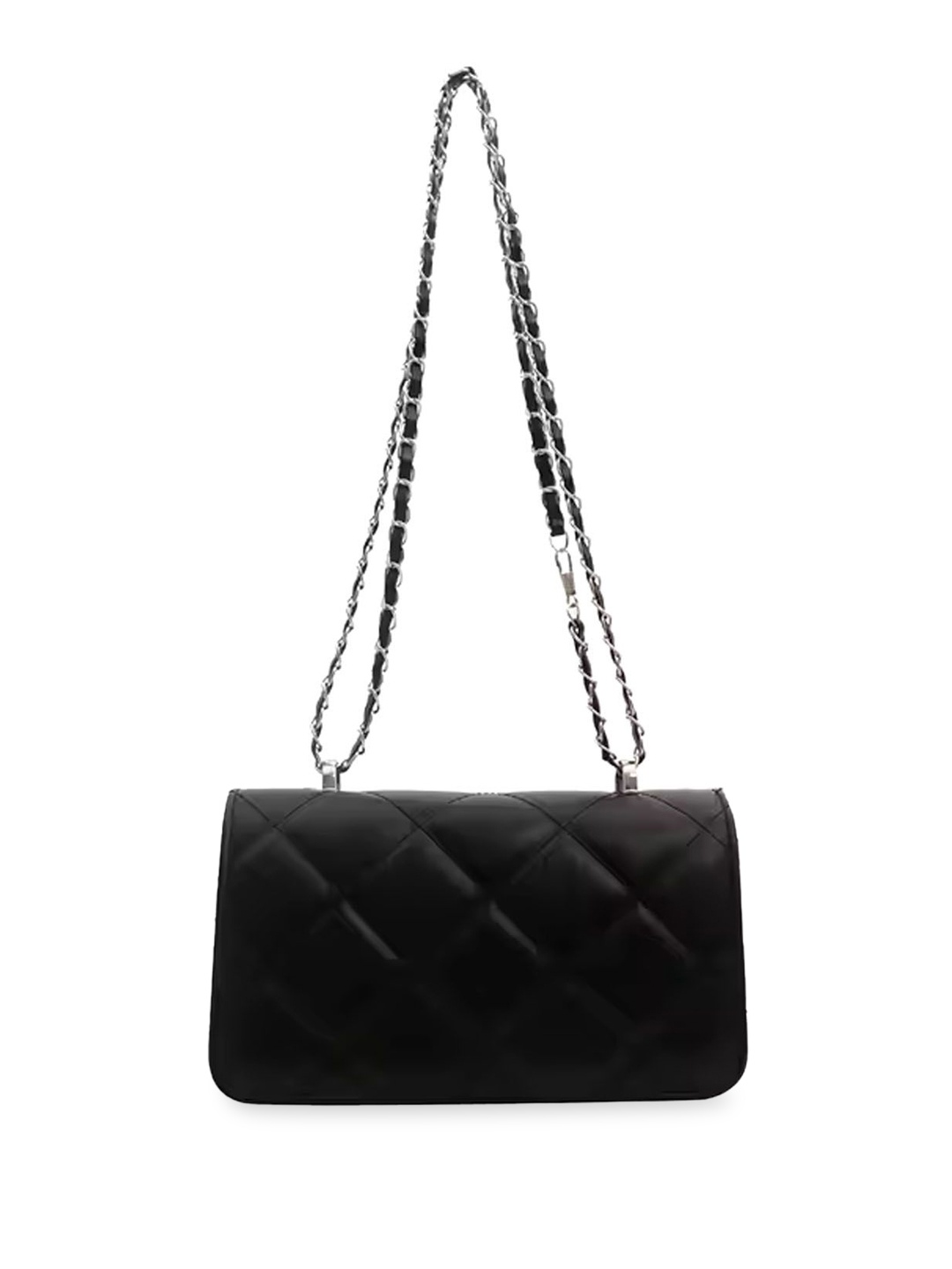 

StyleCast Checked Structured Sling Bag with Quilted, Black